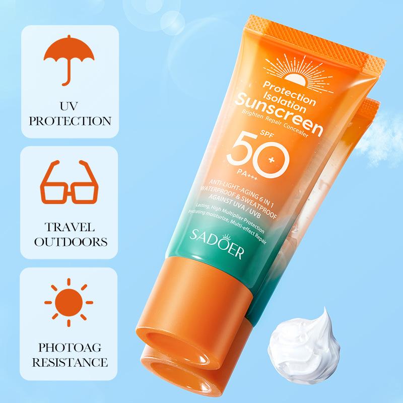 Солнцезащитный крем SPF 50+ для лица, протектор, солнцезащитный уход за кожей, двойная туба, мультиэффект, PA+++, солнцезащитный крем для лица, солнечный блок
