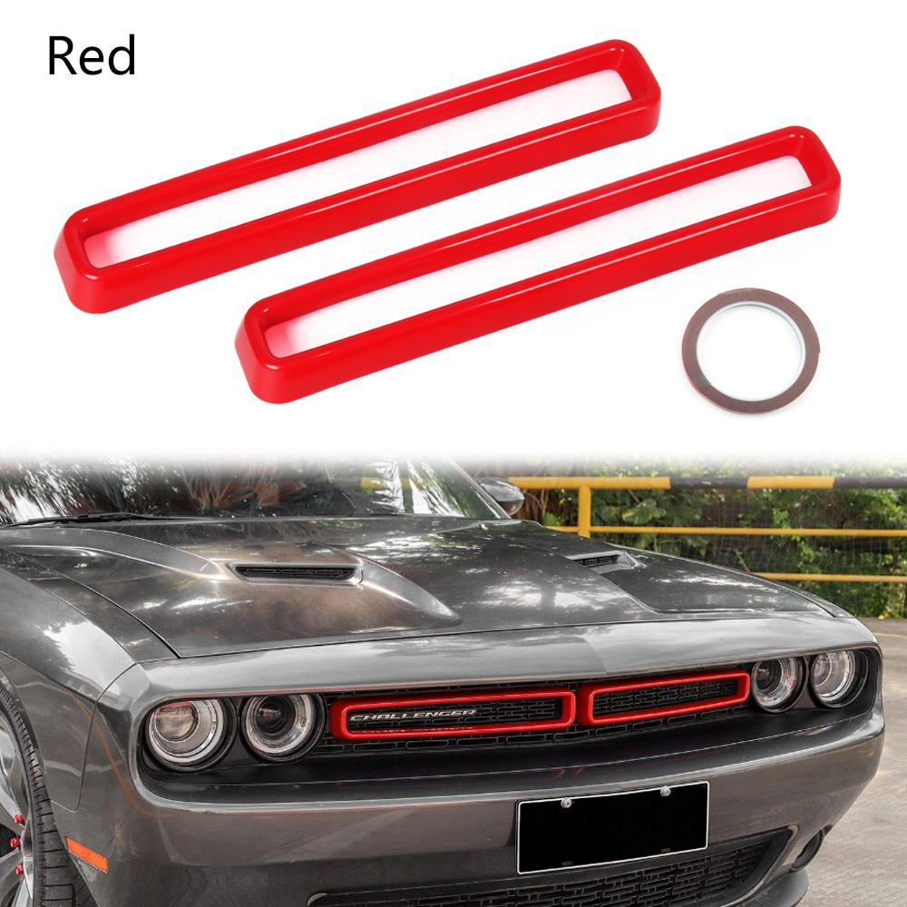 2pcs Front Grill Grille Inserts Cover Trim for Dodge Challenger 2015-2022 Black Red Blue Yellow