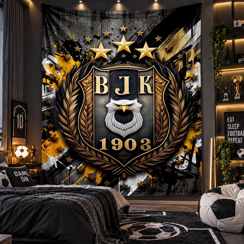 Wall Hanging Tapestry Beşiktaş FC Print Cloth for Living Room Bedroom Home Decor