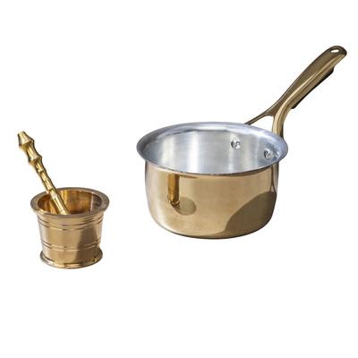 Набор латунной посуды, Brass Saucepan & Mortar and Pestle Set, P-TAL