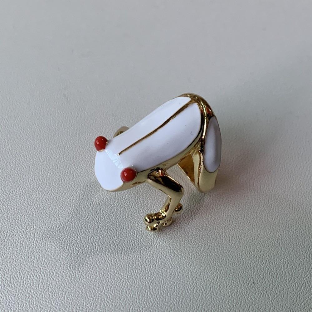 Korean Style Frog Drip Oil Ring Geometric Enamel Ring Creative Painting Ring Gift