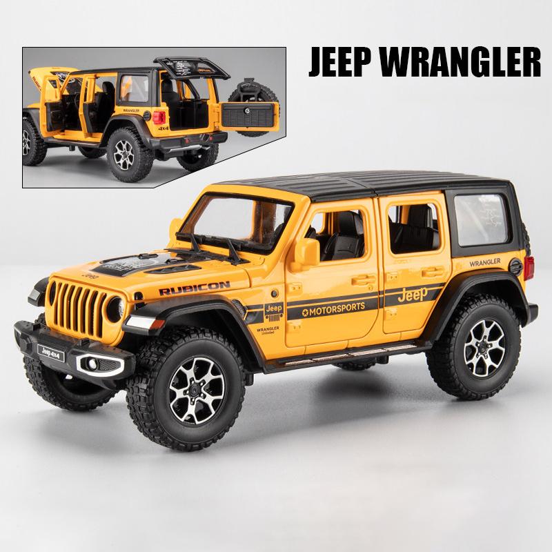 1:22 Jeeps Wrangler Rubicon Alloy Diecasts & Toy Vehicles Metal Toy Car Model Sound and light Pull back Collection Kids Toy Gift ALS1