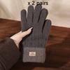 Корейские зимние теплые перчатки с флисовой подкладкой, толстые жаккардовые модные перчатки для улицы, для вождения, пятипалые сенсорные перчатки