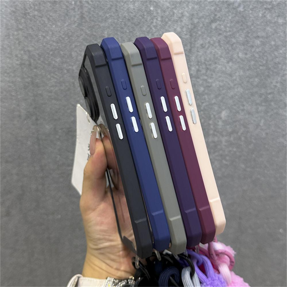 Противоударный магнитный чехол-ремешок для беспроводной зарядки Magsafe для iPhone 16 11 12 13 14 15 Pro Max Plus, прозрачный чехол