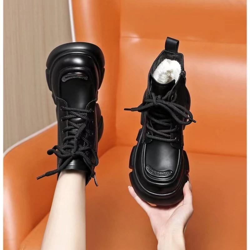 Модные новые зимние сапоги, короткие меховые сапоги, зимние сапоги из бархата и супертолстого хлопка, модные теплые водонепроницаемые женские туфли на платформе