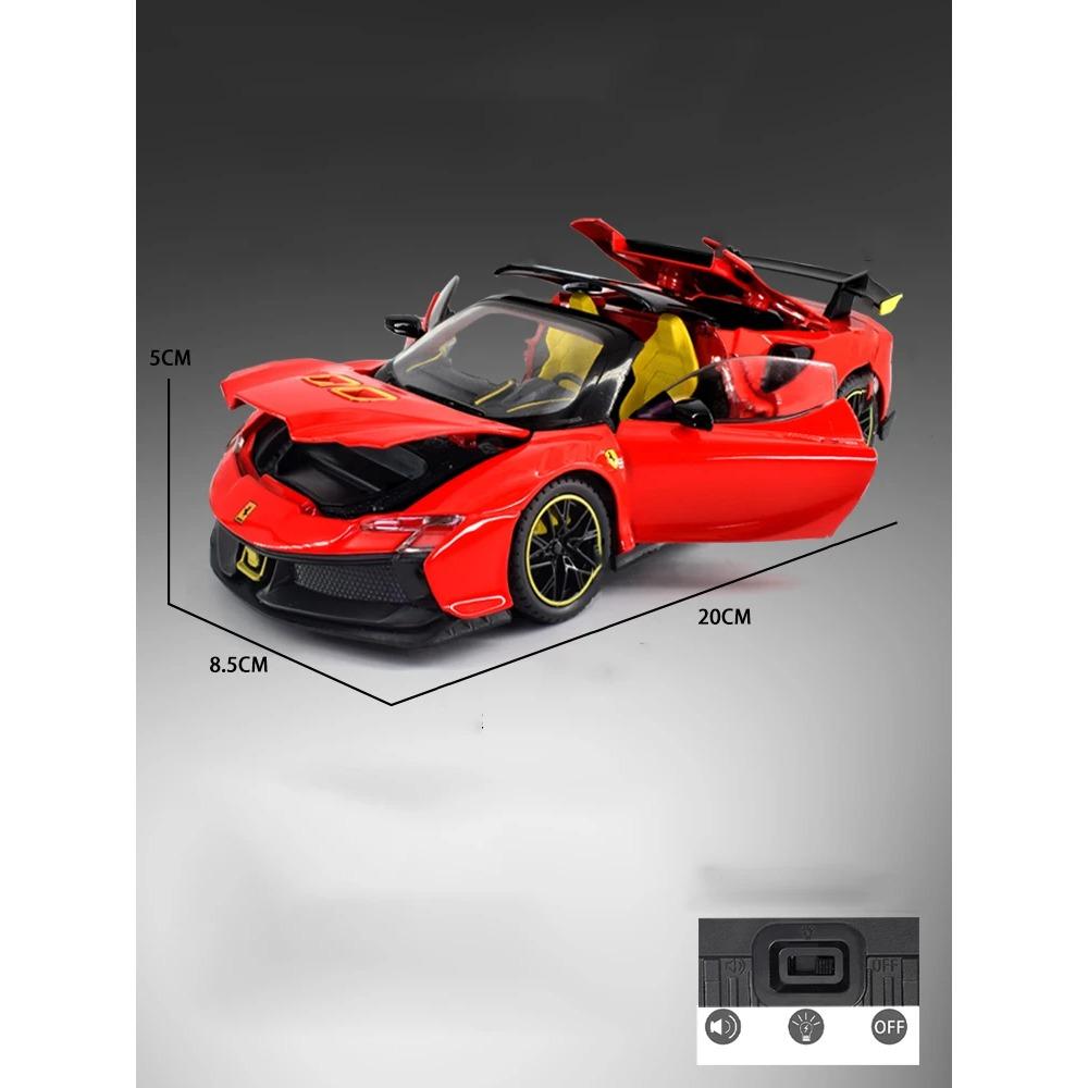 1/24 Ferrari SF90XX SF90 Модель спортивного автомобиля из сплава Литые под давлением Металлические Гоночные Суперкары Модель автомобиля Симуляция Звук Свет Детская игрушка Подарок