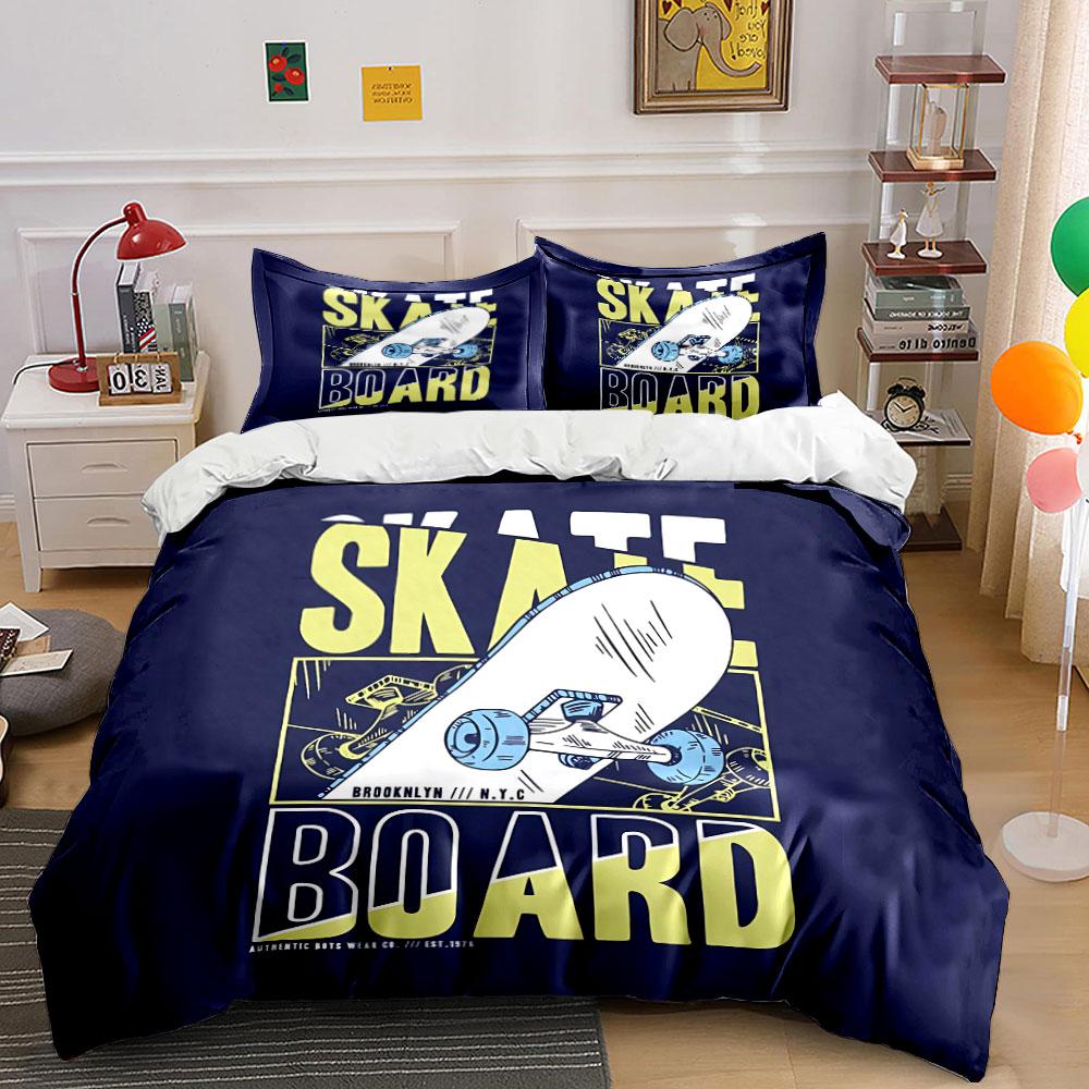 Skateboard NYC Graphic Print Bedding Duvet Cover Set Duvet Cover Pillowcases (1*Duvet Cover 2*Pillowcases, without duvet insert)