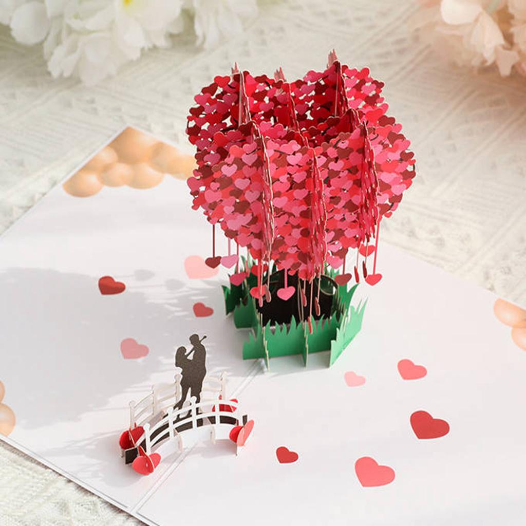 Поздравительная 3D-открытка Qixi Love Tree, открытка на День святого Валентина, подарок паре, креативное любовное послание ручной работы.