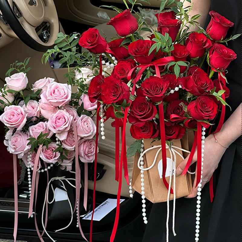 New Rose Bouquet Flower Arrangement Bag Flower Tote Bag Waterproof