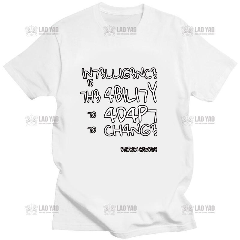 Креативные мужские футболки, забавные топы Geek, интеллект — это способность адаптироваться к изменению, футболка с буквенным принтом, мужская футболка большого размера