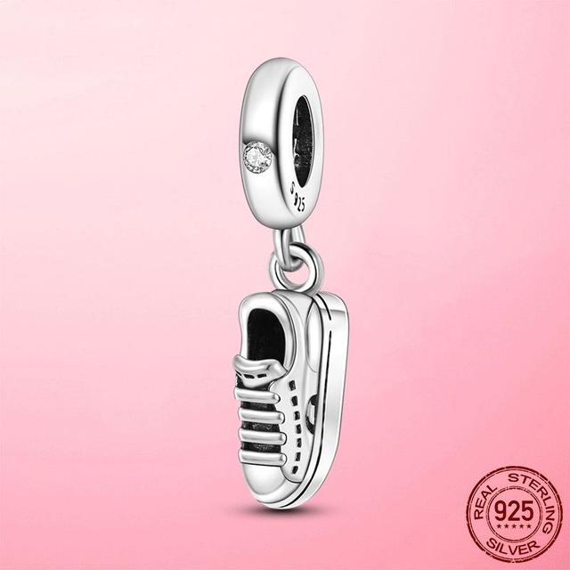Sport Love Dangle Charm Fit Bracelet Necklace 925 Sterling Silver Skate Shoes Football Beads Pendant 925 Silver Original Jewelry