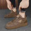 Модные мужские рабочие ботинки Трендовые кожаные повседневные кроссовки Мужская рабочая обувь 2025 Зимние уличные высокие мотоциклетные ботильоны Мужские