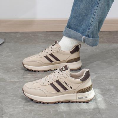 Женские кроссовки на толстой платформе, кроссовки на шнуровке, удобные нескользящие кроссовки из искусственной кожи для ходьбы и тенниса, легкие спортивные туфли для папы для женщин