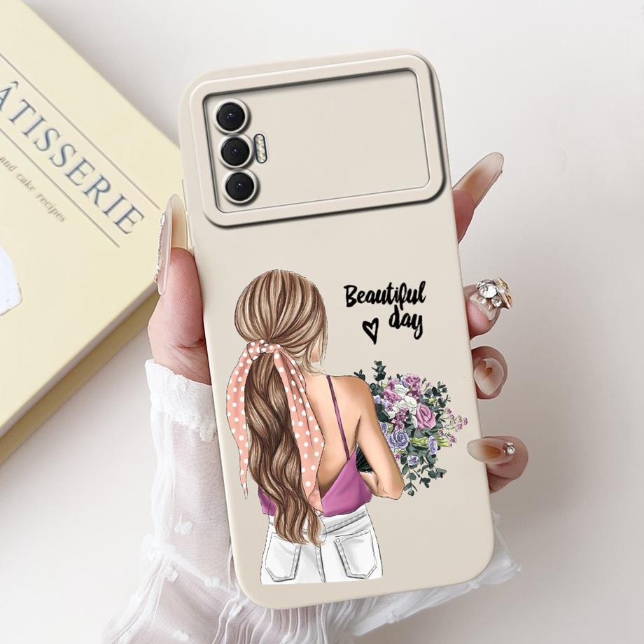 Для Tecno Spark 8P Spark8P 8 P KG7 Чехол-крышка Мягкий силикон ТПУ Цветок Бабочка Девичий Модный Расписной Чехол для телефона Бампер Fundas