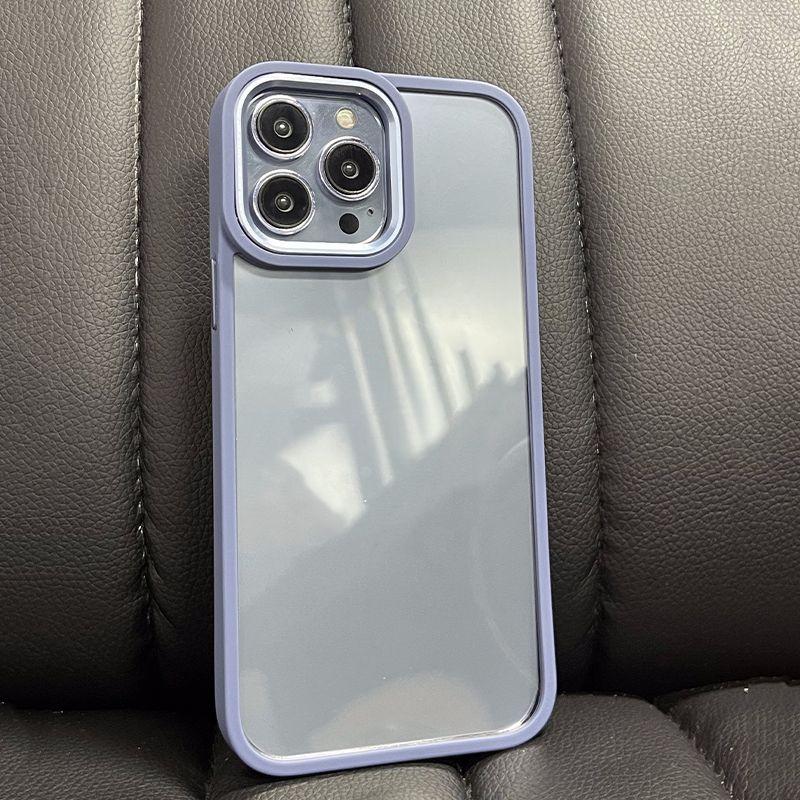 Simple Transparent Phone Case for Apple iPhone 16 promax-Acrylic Soft Silicone Frame Metal Lens Shockproof Cover On iPhone16/15/14/13/12/11/Plus/Pro/