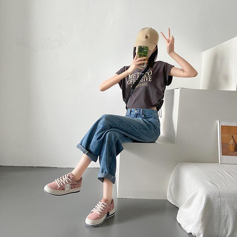 Обувь для рыбалки для девочек, мокасины с одной педалью, парусиновые туфли, маленькие, ароматные, ветер, толстая подошва, мягкая подошва, ленивые женские туфли из вельветовой ткани