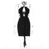 Summer Fashion Cut-out Sexy Dress Women Lace-up Ruffles Backless Short Dress Female Elegant Slim Fit Halter Women Dresses 24156