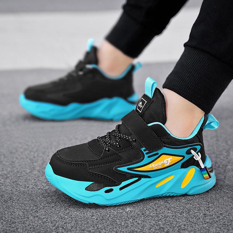 1879 обувь для мальчиков осень и зима кожаные кроссовки для детей среднего и старшего возраста детские весенние сетчатые дышащие кроссовки для бега для мальчиков