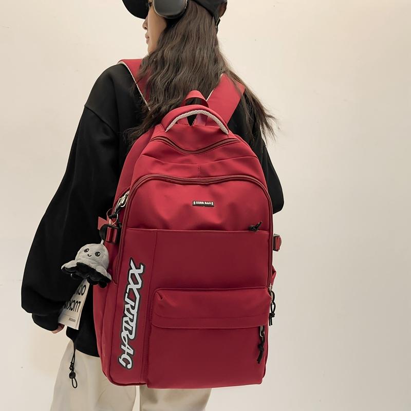 Male Large Capacity Backpack Letter Female Junior Senior High School Student Schoolbag Outdoor Travel Bag