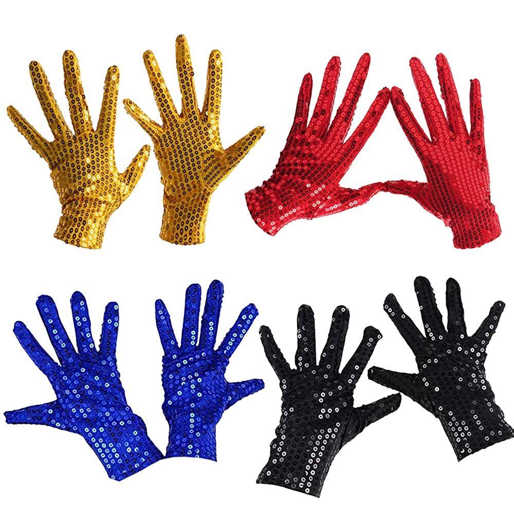 Punk Disco Costume Gothic Club Handwear Dancing Gloves Shining Sequins Gloves Performance Mittens