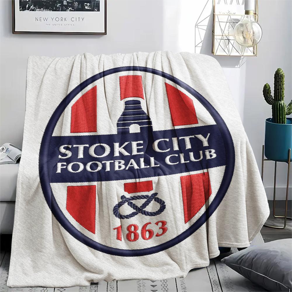 1PC Stoke City FC Print Flannel Blanket, High quality Comfortable for All Seasons, Home Decor, Warmth and Comfort, Perfect for Christmas Gifts182