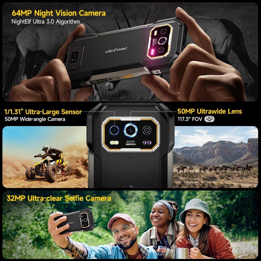Ulefone Armor 27 Pro 5G Защищенный телефон 10600 мАч Смартфон 50 МП Камера 64 МП Ночная съемка Android 15 До 24 ГБ + 256 ГБ NFC Мобильный телефон