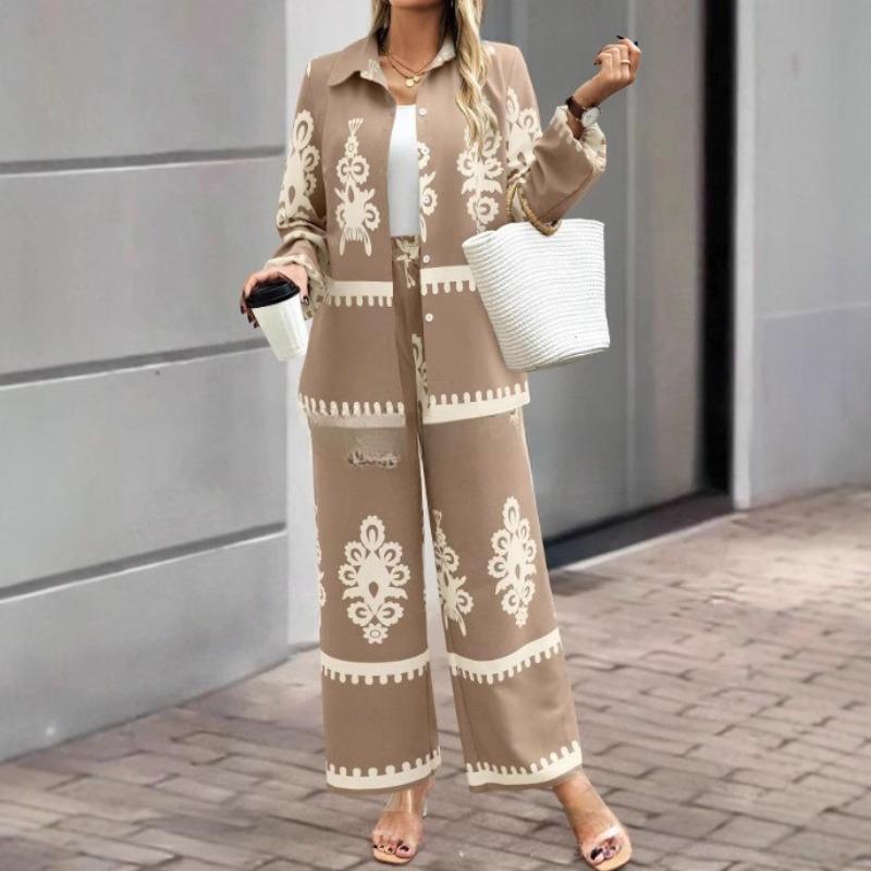 VEZFAA Женские модные повседневные весенне-осенние брюки-поло с длинными рукавами и брюками, костюмы