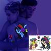 Flash Fluorescent Waterproof 3D Flower Skull Halloween Temporary Tattoo Stickers