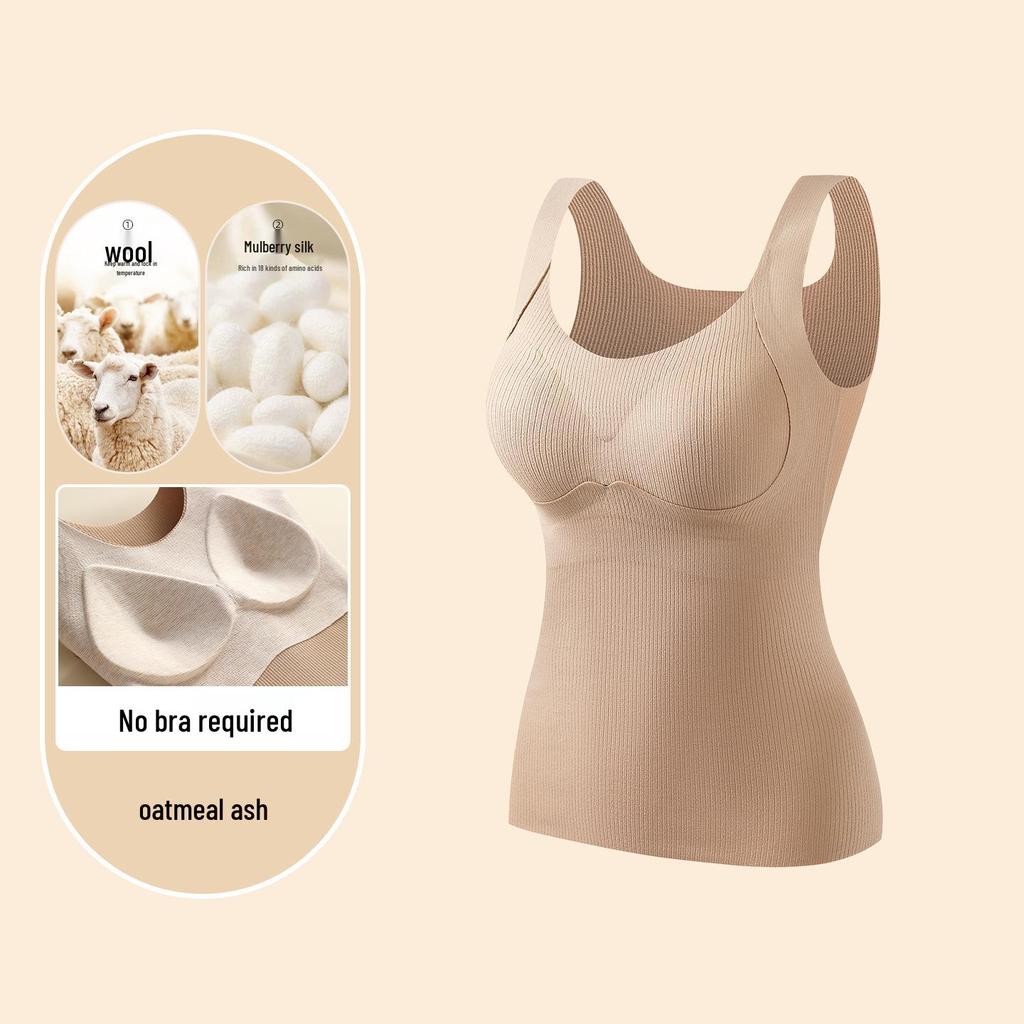 Сохраняй тепло 033: Женский жилет из тутового шелка и кашемира с самоподогревом – прилегающий базовый слой для осени/зимы