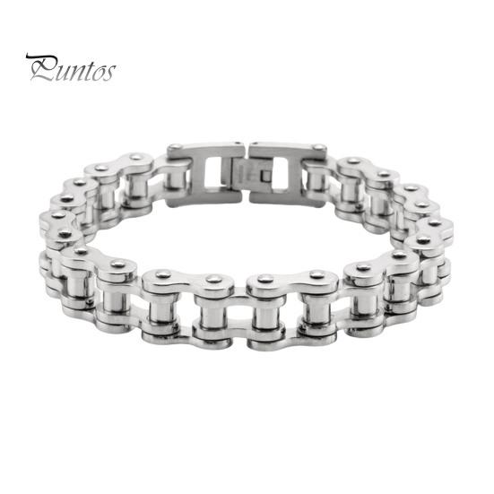 Браслет унисекс с дизайном мотоциклетной цепи из нержавеющей стали в стиле панк-хип-хоп, гладкий браслет на запястье для различных случаев