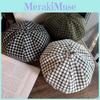 Color Clashing Grid Artistic Vintage Beret Hat Geometric Elements Spring Women