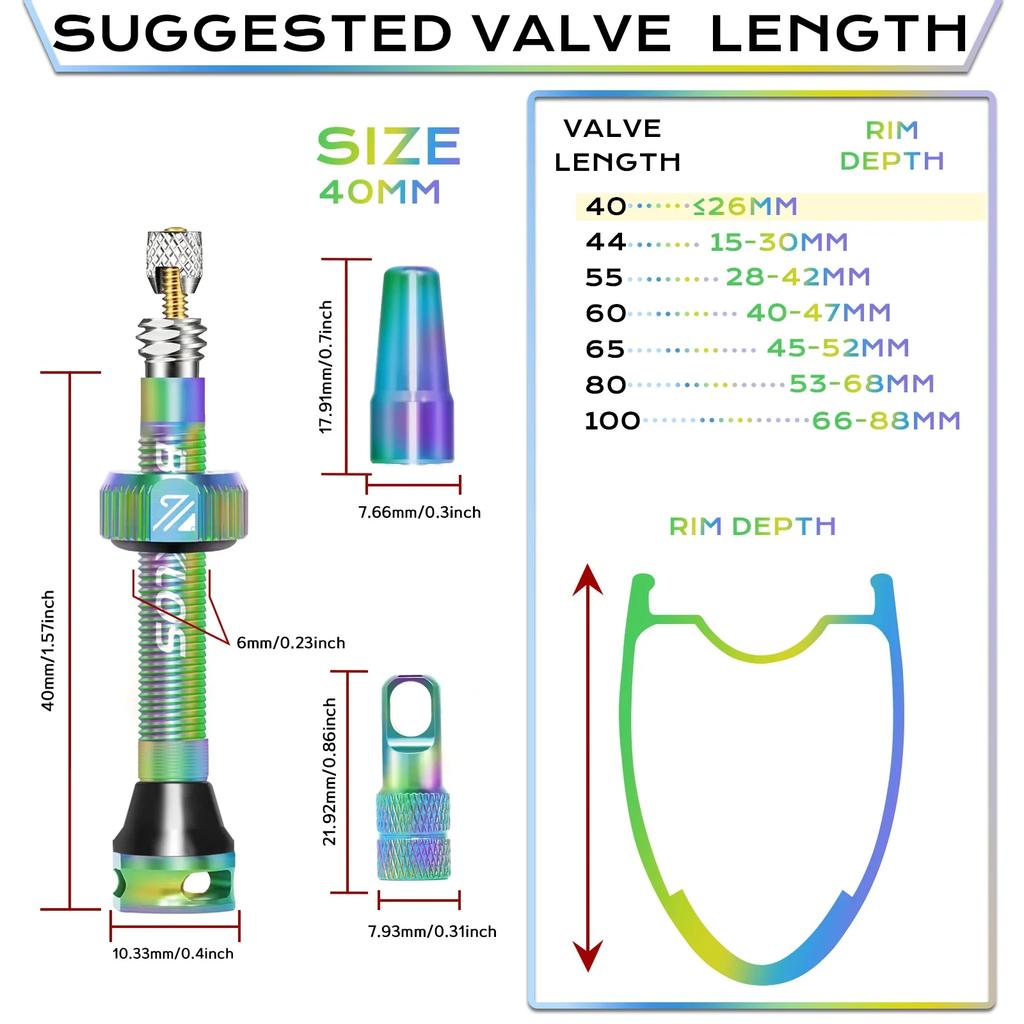 BUCKLOS Bicycle Tubeless Valve MTB Road Bike Presta Tire Valve Aluminum Alloy Mountain Gravel Cycling Valve Nipple Accessories