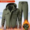 Outdoor Autumn and Winter Plus Velvet Thickened Overalls Suit Men's Cold-proof Warm Jacket Water-repellent