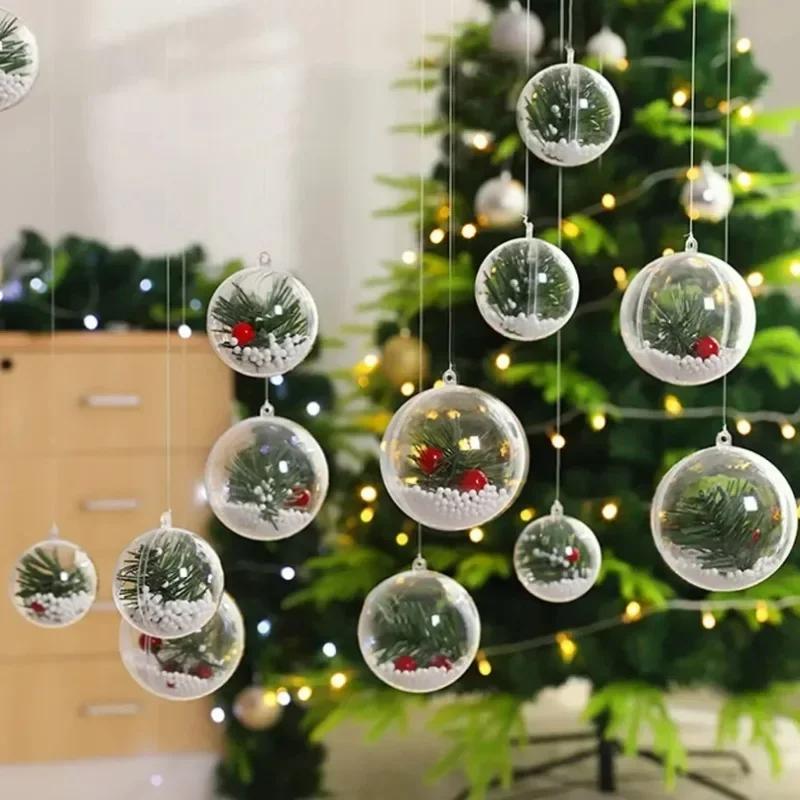 1/20PCS Transparent Fillable Christmas Balls DIY Xmas Tree Hanging Pendants Plastic Hollow Ball New Year Party Ornament Gift Box