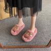 Internet Celebrity Fairy Fluffy Slippers Female Outer Wear Thick Bottom Heightening Non-slip Autumn and Winter Ins Home Chain Plush Slippers