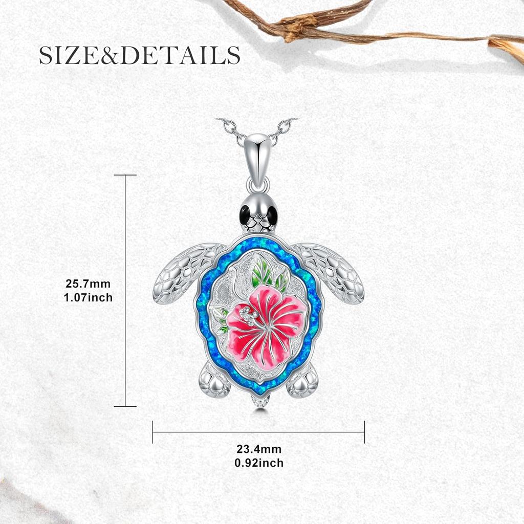 Boho Style Turtle Necklace Silver color With Blue Opal Turtle Pendant Necklace Ocean Animal Necklace Jewelry Gifts for Women