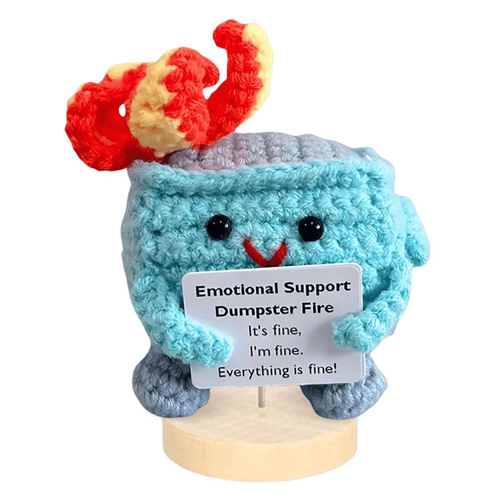 Emotional Support Dumpster Fire Cute Positive Crochet Dumpster Fire Crochet Trash Can Fire Funny Gifts for Friends Coworker