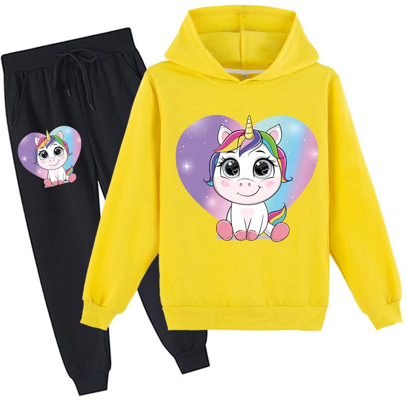 Fashion Unicorn Kids Clothes Sets Hoodie + Pants Two Piece Set Hooded Sweatshirts Suits for Boys and Girls