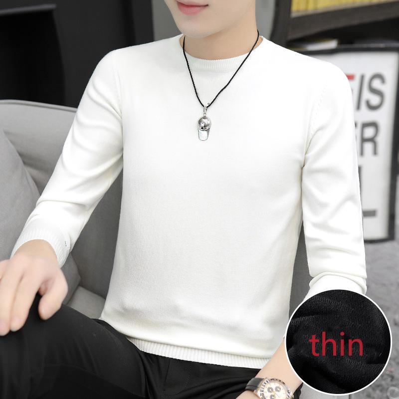 Мужской свитер с круглым вырезом, осень-зима, большой размер, свободный, сохраняющий тепло, свитер с длинными рукавами, вязаный свитер с черной нитью