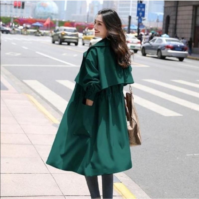 Spring and Autumn New Coat Korean Version Fashion Coat Waist Medium and Long Women's Trench Coat