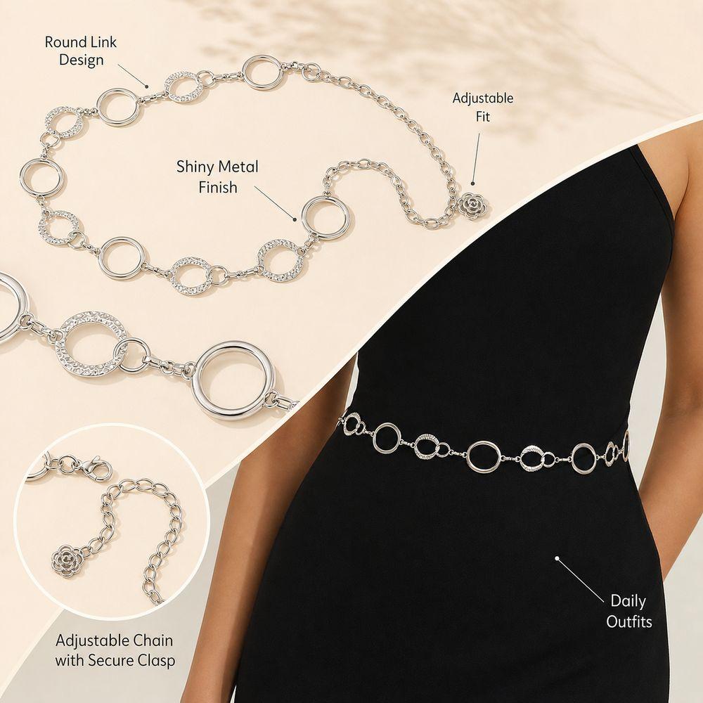 Round Link Waist Chain Adjustable Chain Body Chain Gifts Waist Belt for Dresses