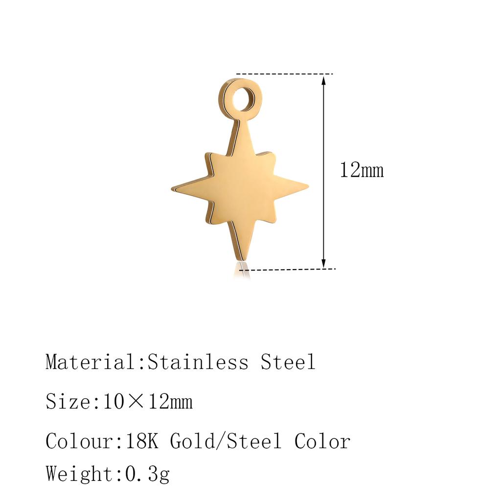 5PCS Mini Star Moon Charms For Making Necklace Bracelet Pendants Findings stainless steel Flower Love Charm DIY Handmade Jewelry
