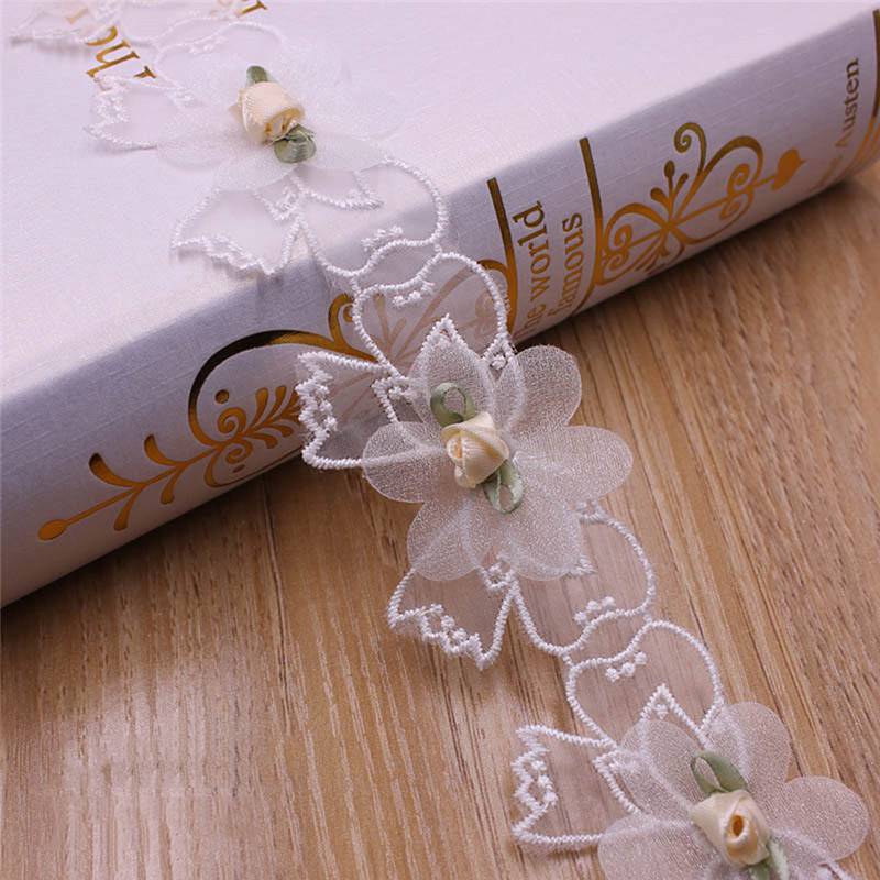 Вышитая кружевная лента с отделкой «сделай сам», ткань с цветком розы, роскошное свадебное платье, швейные аксессуары, 1 ярд