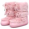Зимние ботинки для женщин Снежные ботинки Бренд Пушистый Меховой Мех На шнуровке Черные Розовые Платформа Нескользящие Водонепроницаемые Лыжные ботинки