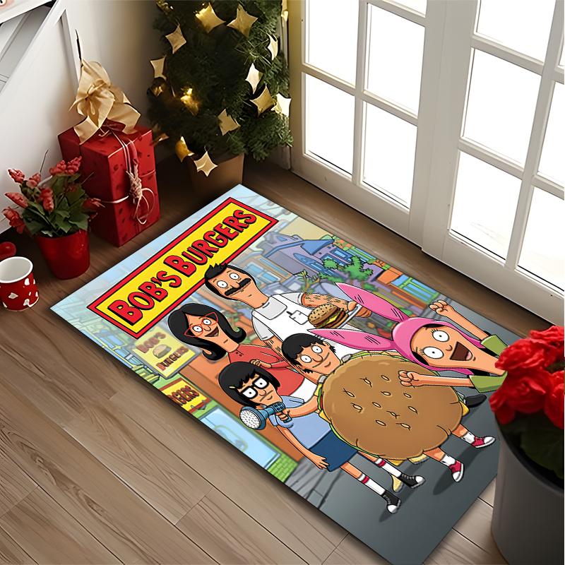 Cartoon Family Carpet, Non-slip Office Chair Rug, Digital Print Home Area Rug, Unique Festival Decorations