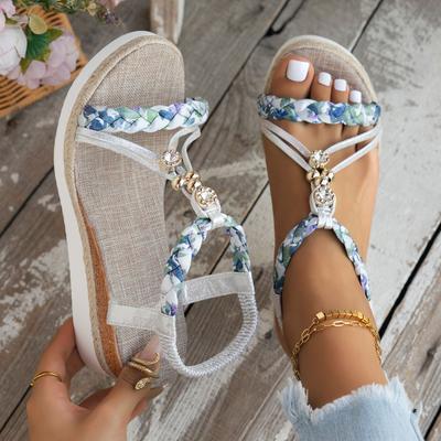 Весенние и летние пляжные сандалии женские модные босоножки на танкетке с толстой подошвой удобные сандалии для женщин