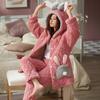 Пижама из кораллового флиса женская зимняя теплая утолщенная флисовая трехслойная куртка с капюшоном фланелевый комплект для дома