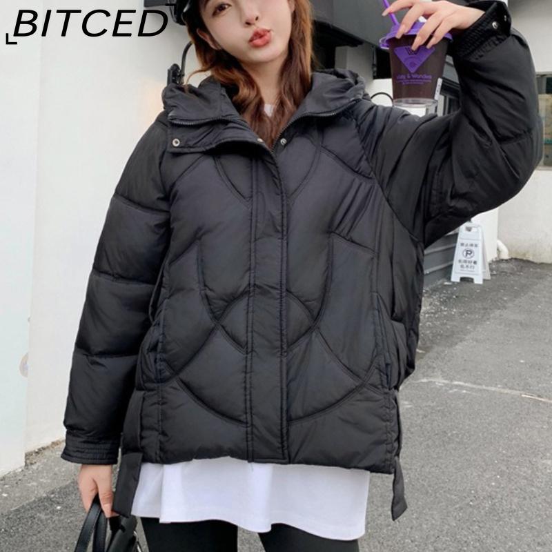 BITCED Loose-Fit Women's Winter New Arrival Short Casual Hooded Oversized Cotton Coat, Cotton Jacket, Padded Jacket