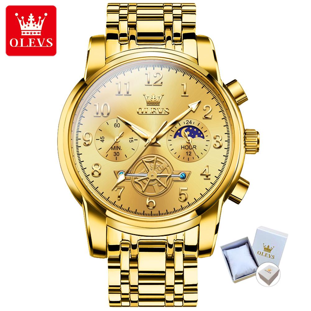 OLEVS Новые лучшие мужские часы Водонепроницаемые кварцевые, Мужские часы Мужские часы Бизнес-месяц Таблица временных кодов исправлений