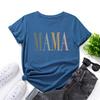 MAMA Cotton T-Shirt Short Sleeve Round Neck Women 2d Print Tops